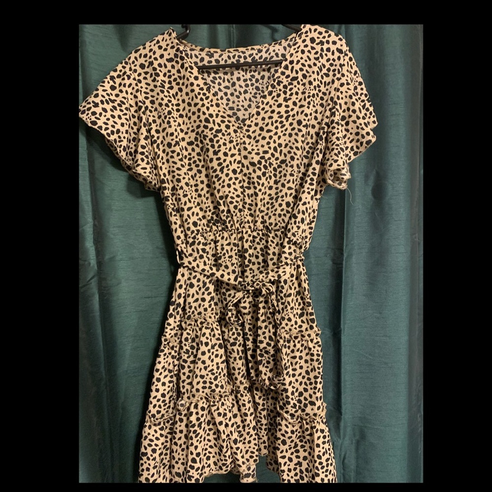 Shein Dalmatian print ruffle dress